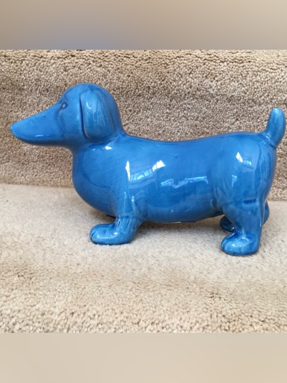 Dachshund decor piece in blue. - Picture 1 of 8